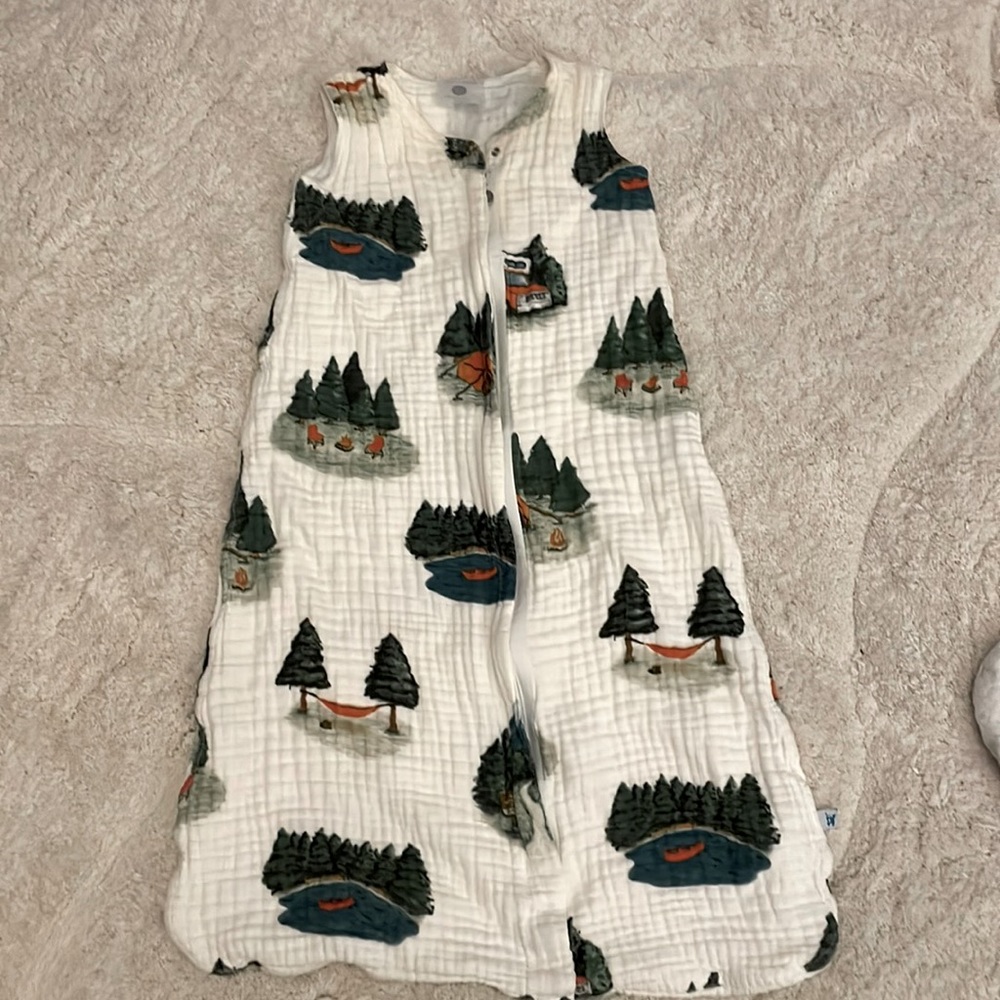 little unicorn cotton Muslin sleep sack, large (12-18mo), Happy Camper